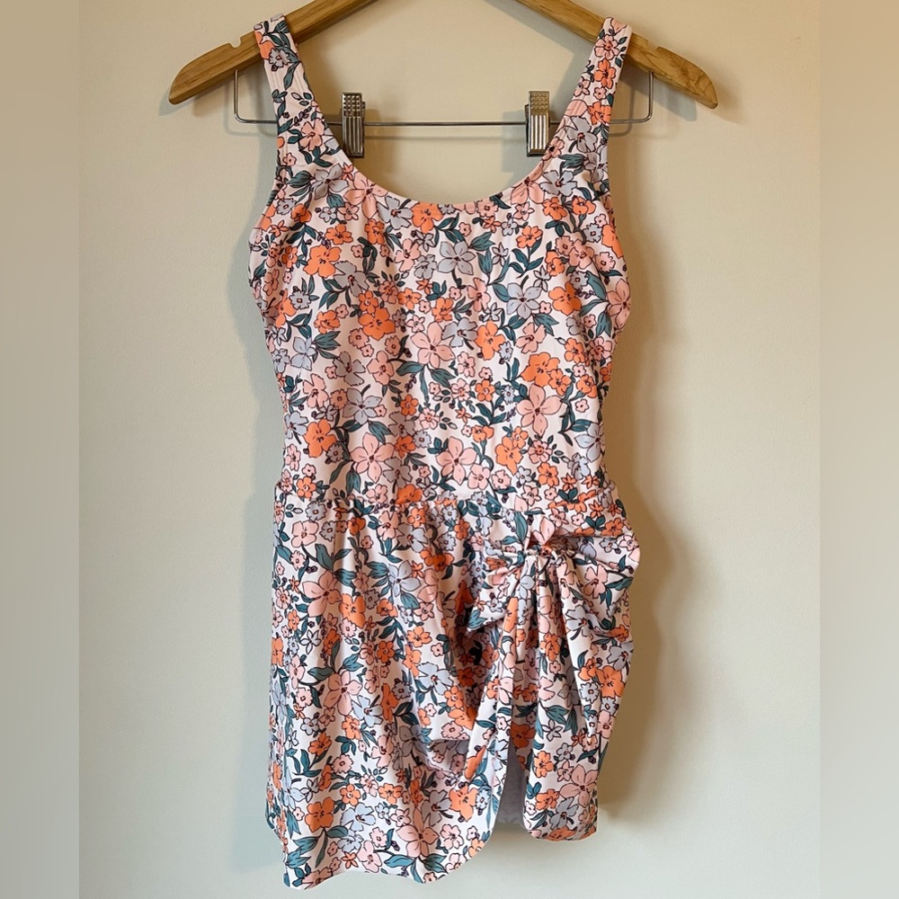 Cupshe NWT Apricot Ditsy Floral Scoop Neckline Ruching Swimdress Size M - Picture 4 of 16